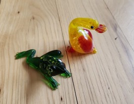 Pier 1 imports Lot of 2 Fernando the Frog &amp; Dotty The Duck Glass Figures - £18.83 GBP
