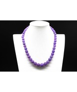 Vtg Carved Purple Jadeite Jade Necklace Graduating Sterling Clasp GSJ 20&quot; - €85,60 EUR