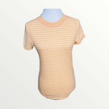 Free People Night Sky Peach Yellow Striped Tee Shirt Basic T-shirt Womens - £17.07 GBP