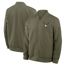 Mens Rams Salute to Service 2025 Sideline Full-zip Bomber Jacket LA - Olive - €86,29 EUR
