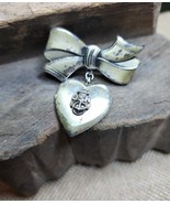WWII Sweetheart Vintage 1940s Sterling US Navy Heart Locket Bow Pin Broo... - $121.51 CAD