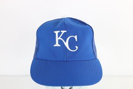 Vintage 90s MLB Baseball Kansas City Royals Trucker Hat Cap Snapback Blue - £26.73 GBP