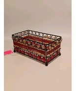 Black Wire Beaded Bathroom Caddy Rectangle Shaped Red, Pinkish Gold Tone... - $272.80 MXN