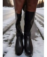 New Women&#39;s St. John&#39;s Bay Danwood  Black Multi  Knee-high Zip Boots 7.5W - $1,070.32 MXN