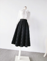 BLACK Midi Pleated Skirt Women Plus Size Polka Dot Pleated Midi Skirt image 3