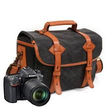 Canvas Leather Camera Shoulder Bag Unisex Shockproof DSLR Handbags - £81.94 GBP