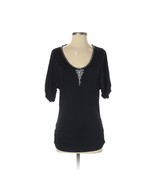 ALBERTO MAKALI Women Short Sleeve Scoop Neckline Black Boho Top Blouse S... - €33,86 EUR
