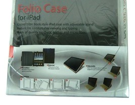 Folio Case for iPad Convertible Carbon PU Faux Leather Micro Fiber Black - £15.78 GBP