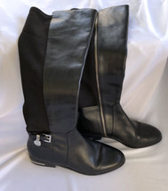 Michael Kors Aileen FLat Black Leather Knee High Boots Size 9M W/box womens - £76.99 GBP