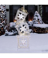 ELEGANT CRYSTAL ICE TWINKLING 6&#39; GOLD/WHITE GIFT TOWER LED SPARKLING YAR... - $321.75