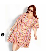 NWT City Chic Diana Wrap Dress - pink stripe print Size 22 - $108.65 CAD