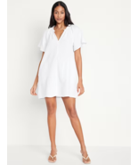 Old Navy Crinkle Gauze Mini Swing Dress Womens M Petite White Lightweigh... - £19.72 GBP
