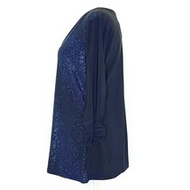 Notations Women&#39;s size S 3/4 Sleeve V Neck Fine Knit Top Black Blue Sparkles NEW - $22.49