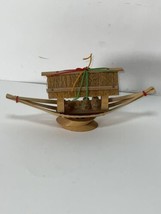 Vtg Bamboo Japanese Asian Kokeshi Doll Folk Art Boat - £15.89 GBP