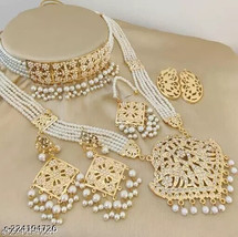 Kundan Jadau Gold Plated Jewelry Set Rani Haar Beautifully Premium - £13.29 GBP