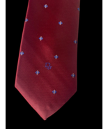 Dior Tie Vintage Christian Dior Spell Out Designer Burgundy Blue 3&quot; Poly... - $40.92