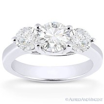 Forever ONE D-E-F Round Cut Moissanite 3-Stone Engagement Ring in 14k White Gold - £781.40 GBP+
