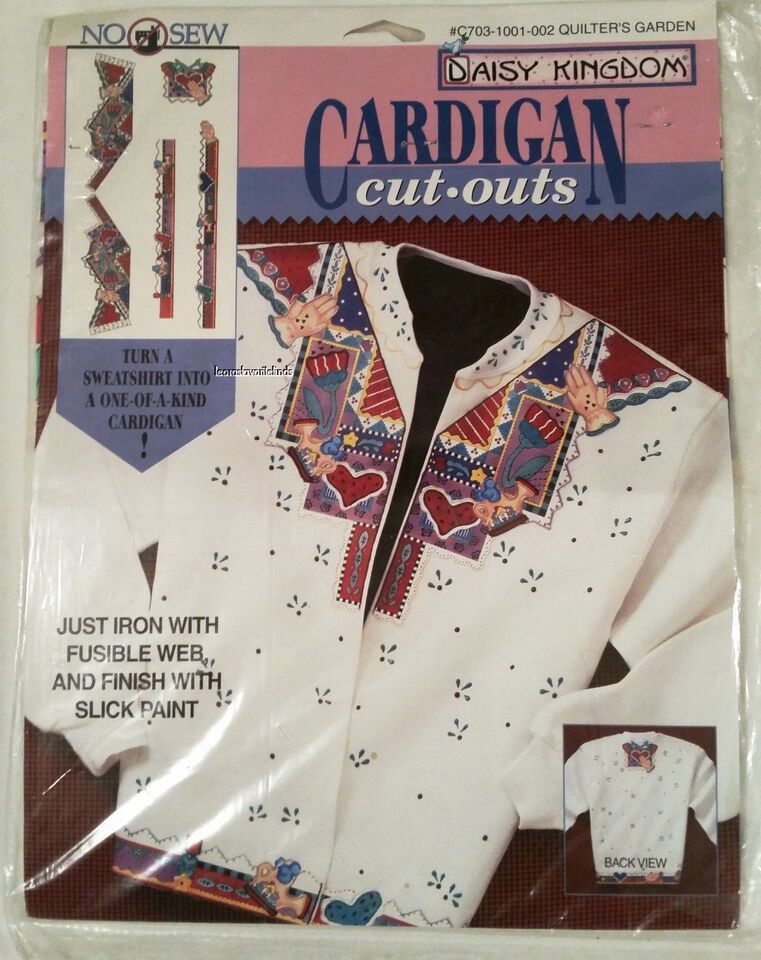 Daisy Kingdom QUILTER'S GARDEN Cardigan Cut-outs NO SEW Fabric Applique New - $4.47