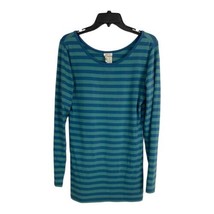 Matilda Jance Womens Shirt Adult Size Large Green Striped Tunic Long Sleeve - £20.45 GBP