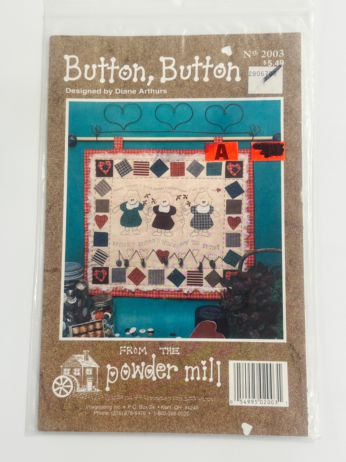 Button, Button Pattern 2003 From The Powder Mill  By Diane Arthurs 16x18 - $10.88