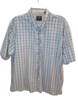Wrangler men&#39;s XL button front short sleeve shirt blue white - £11.81 GBP