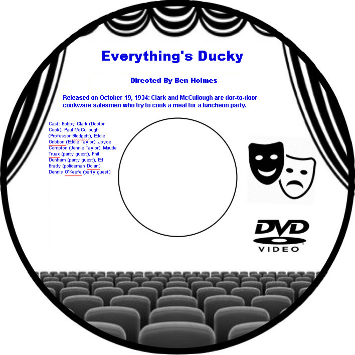 Everything's Ducky 1934 DVD Film Comedy Bobby Clark Paul McCullough Eddie Gribbo
