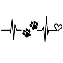 18cm 1 pcs Heartbeat Liveline Love Dog Paw Pet Theme Window Gl Car Sticker Decal - £34.56 GBP