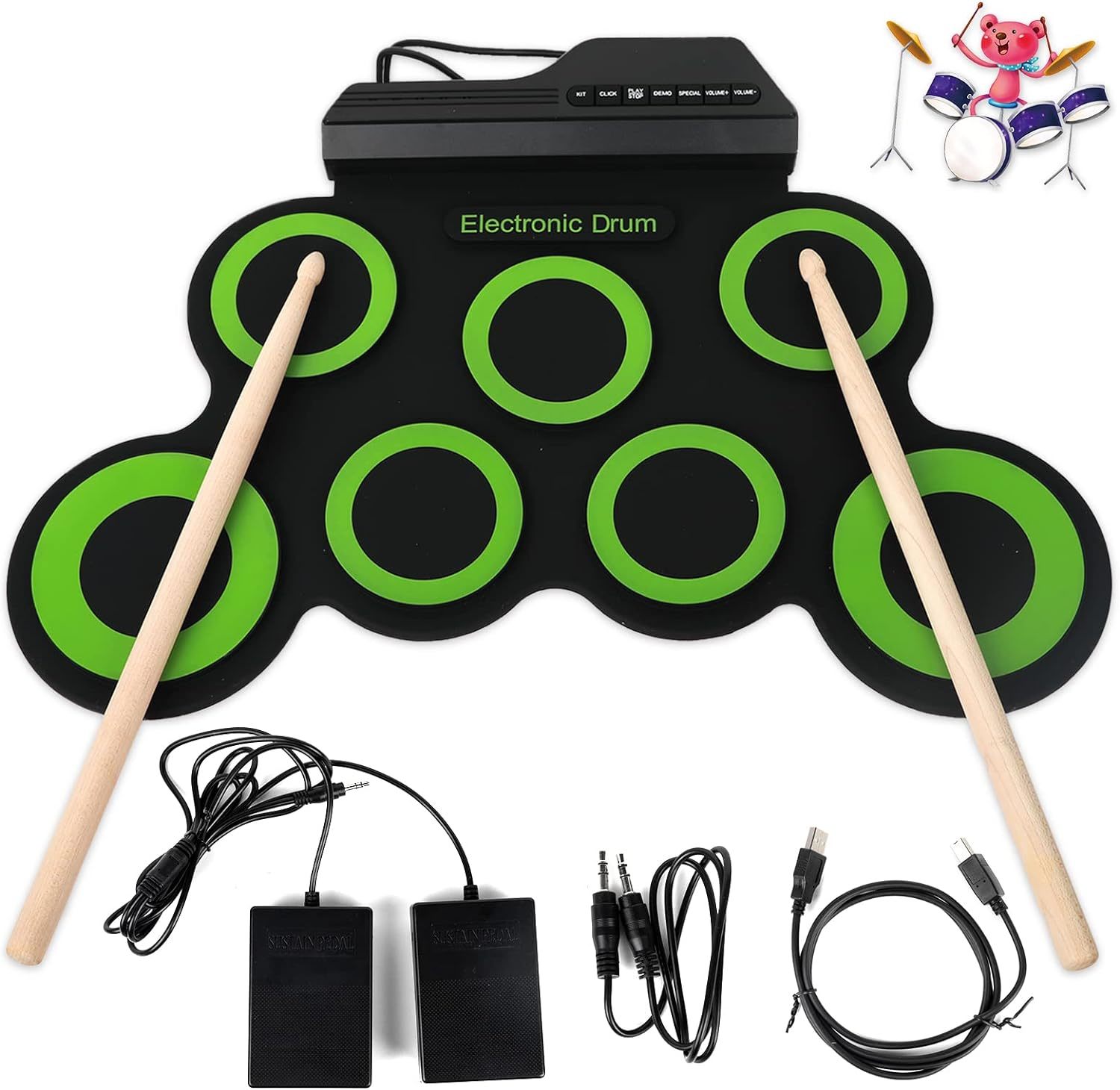 Primary image for Topoworl Portable Usb Electronic Drum Set Practice Drum Pad Foldable Silicone