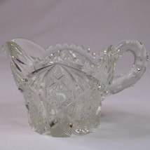 Vintage Imperial Glass Crystal Uncut Hobstar Button Clear Creamer Pitcher Rare - £4.75 GBP