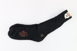 NOS Vtg 70s BVD Blank Cotton Merino Wool Heel Cushion Crew Socks Black USA 11.5 - £27.02 GBP
