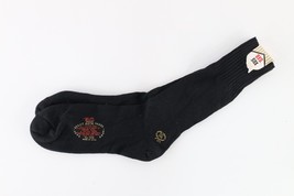 NOS Vtg 70s BVD Blank Cotton Merino Wool Heel Cushion Crew Socks Black USA 11.5 - £27.06 GBP