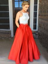 Red Pleated Maxi Taffeta Skirt Women A-line Plus Size Party Prom Maxi Skirts image 3
