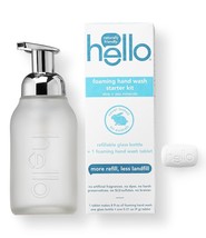 hello Foaming Hand Soap Tablet Starter Kit, Refillable Glass Bottle with 1 Aloe  - £20.72 GBP