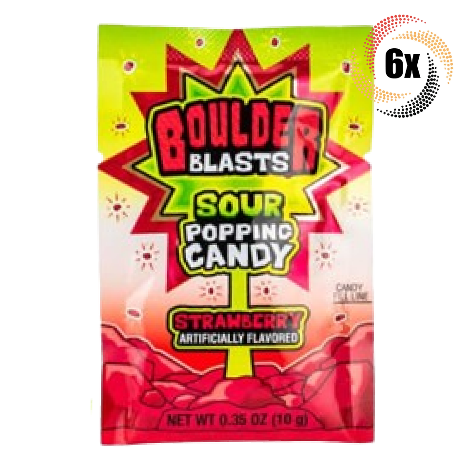 6x Packets Boulder Blasts Strawberry Flavored Sour Popping Candy | .35oz - $10.27