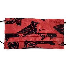 Pleated Blood Red Raven Tree Face Mask Black, 100% cotton batik cloth, nose wire - £10.75 GBP