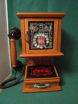 COCA-COLA Nostalgic Wall Hanging Push Phone Retro Telephone Vintage Wooden - £364.82 GBP