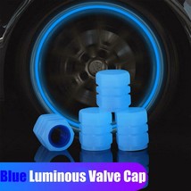 4x Tire Valve Caps Luminous Car Vehicle Wheel Blue Valve Cap Glow US Seller NEW! - £7.50 GBP