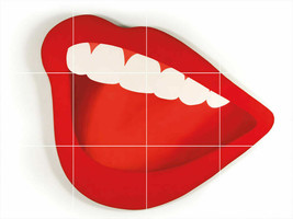 happy laughing red lips mouth pop art Ceramic tile mural backsplash medallion - £47.62 GBP+