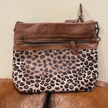 Myra Bag Dynamic Leopard Print Cowhide Leather Bag Crossbody Purse - $26.89