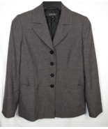 Women&#39;s Size 4 Vintage Kasper Black Gray Plaid Suit Jacket,Pockets,Shoul... - £16.55 GBP