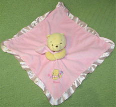 14" Winnie The Pooh Pink Security Blanket Rattle Soft Satin Back Baby Girl Toy - $31.50