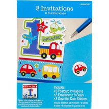 1st Birthday Boy All Aboard Invitations Party Supplies Save The Date Invites 8ct - $5.95
