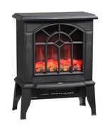 Black Electric Fireplace Heater with Realistic Log Flame LED - $253.42 CAD