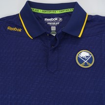 Reebok Buffalo Sabres Polo Golf Shirt Sz M Blue Center Ice Hockey Logo Speedwick - £13.62 GBP