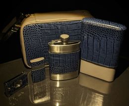 Brizard  Indigo Croco Pattern and Gray Leather with cutter & lighter ( Empty ) image 6