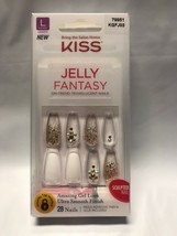 KISS JELLY FANTASY KGFJ03 ON TREND TRANSLUCENT 28 NAILS SMOOTH FINISH LONG - £7.18 GBP