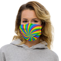 Space Rainbow Color Pop Art Swirl Twisting Optical Illusion Face Mask - £14.35 GBP