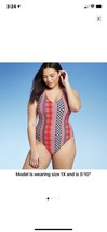 nwt sea angel belted plus size 3x one piece swimsuit red white blue $49 - £30.10 GBP