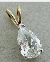 14K Yellow Gold Over 2.00 Ct Pear Cut Diamond Solitaire Pendant Charm Necklace - £55.73 GBP