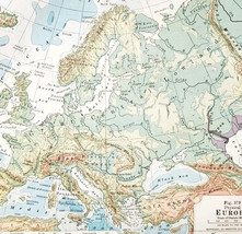 1916 Map Europe Physical Asia Minor Lowlands The Alps Baltic Scandinavia... - $554.45 MXN